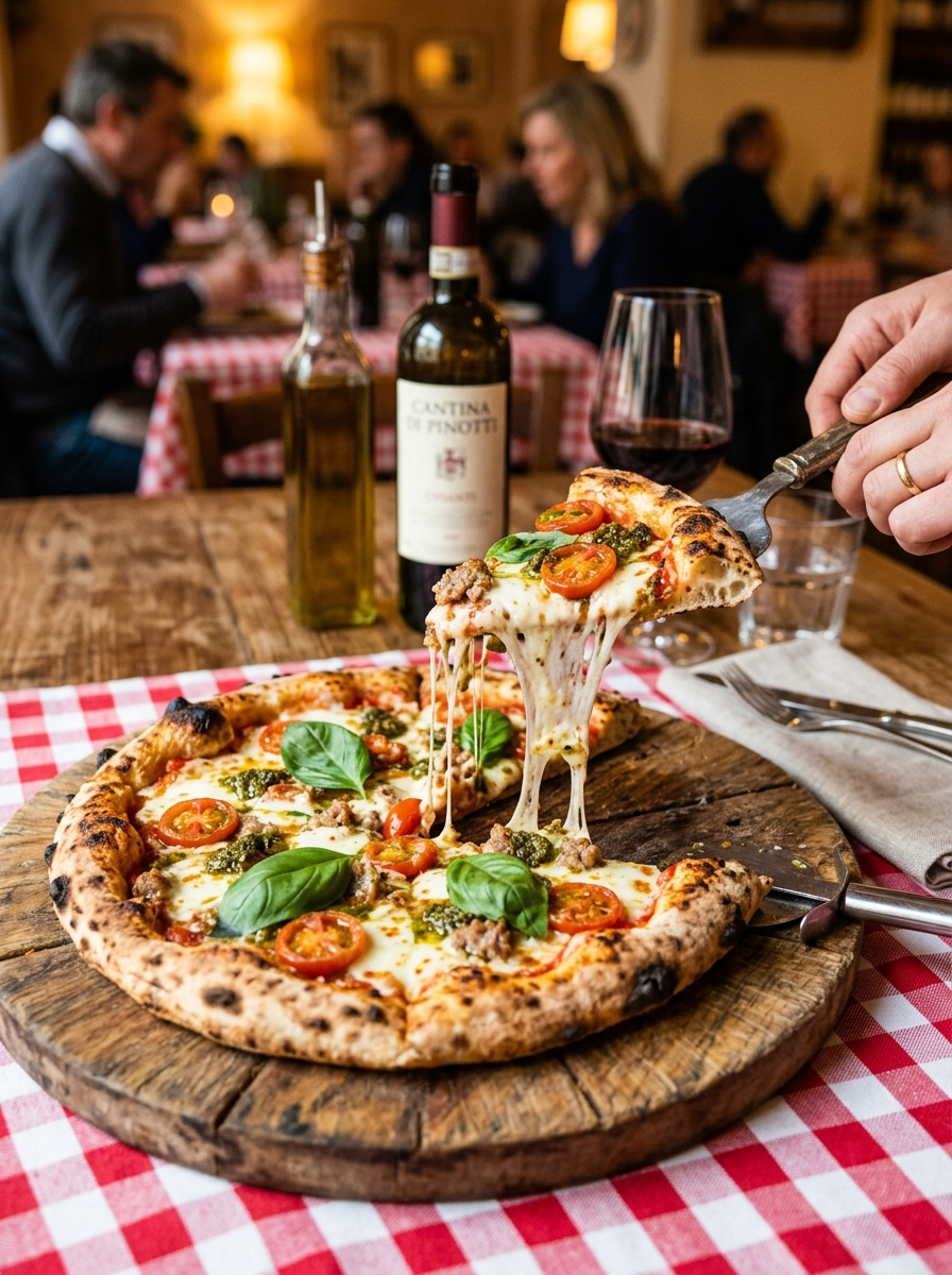 Pizza da Bom Samaritano servida no salão